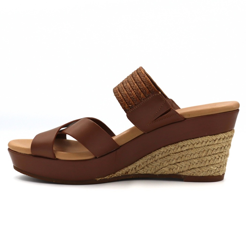 UGG Adriana Sandals Women’s 8.5 Brown Leather Platform‎ Espadrille Wedge - Picture 4 of 13